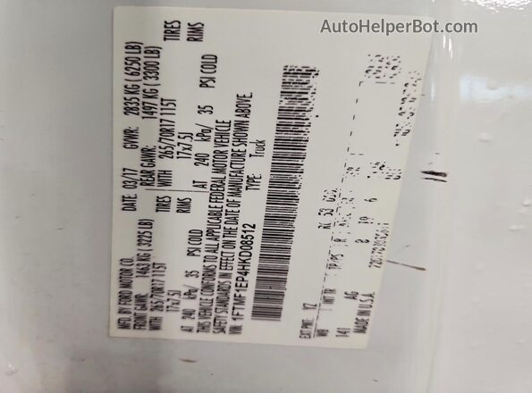 1FTMF1EP4HKD08512 2017 FORD F150 White Vista del compartimento del motor