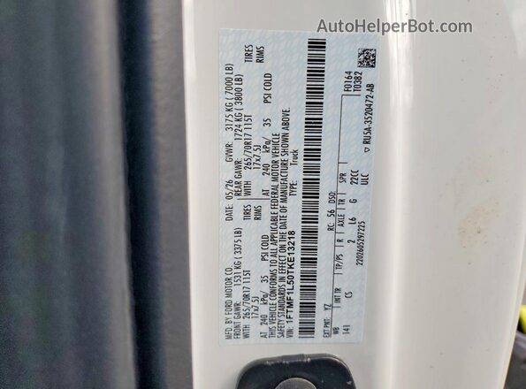 1FTMF1L50TKE13218 2026 FORD F150 White Вид підкапотного простору