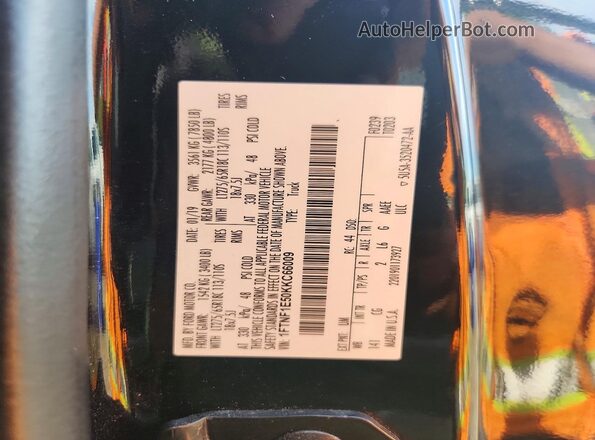 1FTNF1E50KKC66009 2019 FORD F150 Black Vista de la etiqueta del VIN