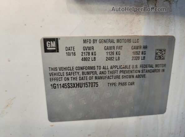 1G1145S3XHU157075 2017 CHEVROLET IMPALA White Engine compartment view
