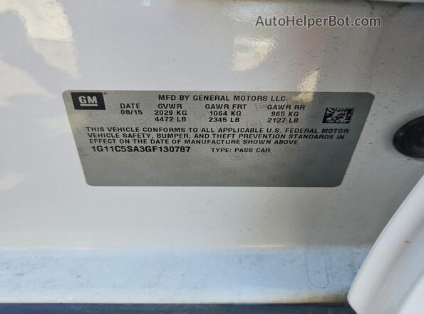 1G11C5SA3GF130787 2016 CHEVROLET MALIBU White Շարժիչի բաժամունքի տեսք
