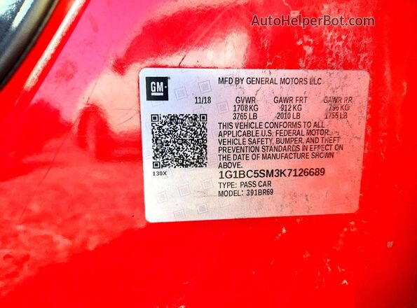 1G1BC5SM3K7126689 2019 CHEVROLET CRUZE Red Widok komory silnika