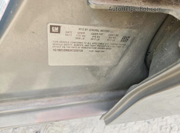 1G1BE5SM6H7258736 2017 CHEVROLET CRUZE Серый Вид подкапотного пространства
