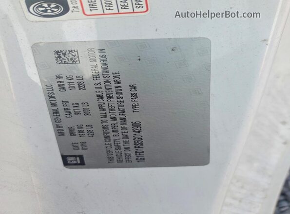 1G1FD1RS5G0142906 2016 CHEVROLET CAMARO White Widok naklejki z numerem VIN