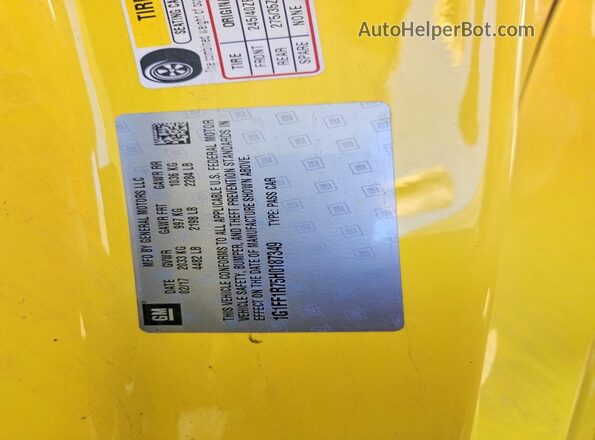 1G1FF1R75H0187349 2017 CHEVROLET CAMARO Yellow Vista del compartimento del motor
