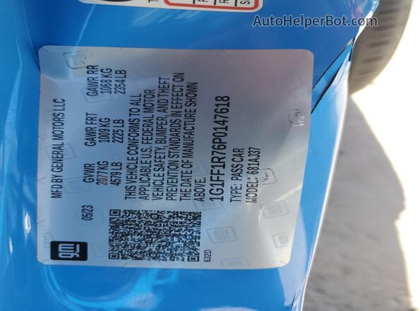 1G1FF1R76P0147618 2023 CHEVROLET CAMARO Blue Engine compartment view