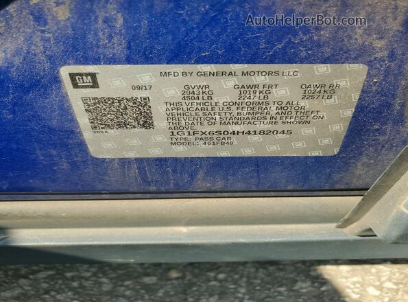 1G1FX6S04H4182045 2017 CHEVROLET BOLT Blue Vista del compartimento del motor