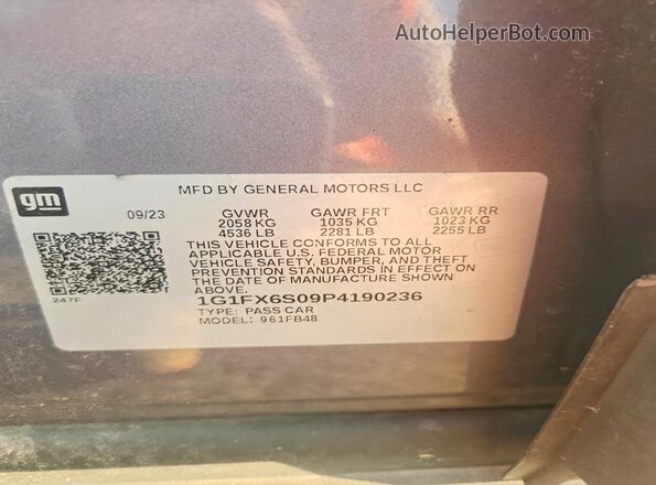 1G1FX6S09P4190236 2023 CHEVROLET BOLT Серый Вид подкапотного пространства