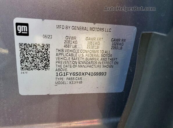 1G1FY6S0XP4169893 2023 CHEVROLET BOLT Gray Engine compartment view