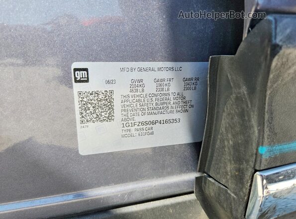 1G1FZ6S06P4165353 2023 CHEVROLET BOLT Gray VIN sticker view
