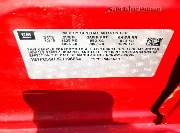 1G1PC5SH7G7196664 2016 CHEVROLET CRUZE Red Vista del compartimento del motor