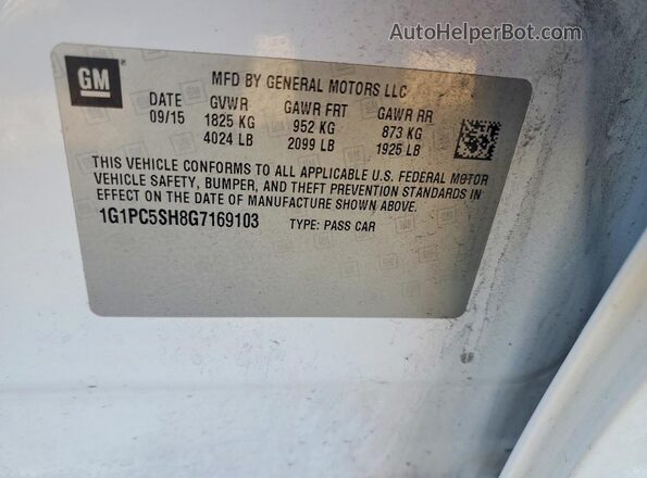 1G1PC5SH8G7169103 2016 CHEVROLET CRUZE Белый Вид подкапотного пространства