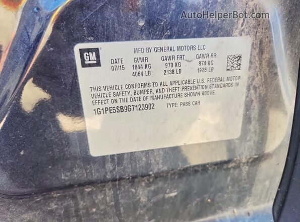 1G1PE5SB9G7123902 2016 CHEVROLET CRUZE Синий Вид подкапотного пространства