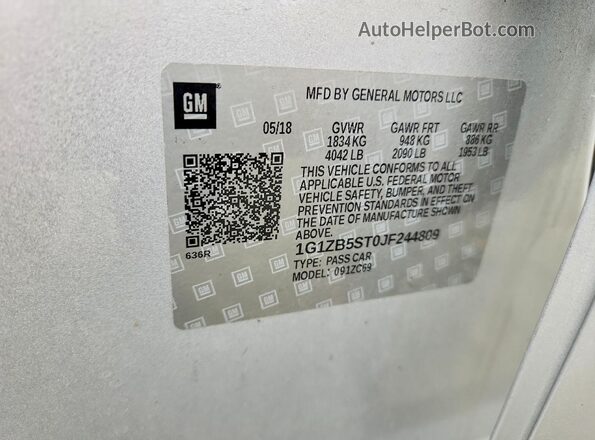 1G1ZB5ST0JF244809 2018 CHEVROLET MALIBU Silver Շարժիչի բաժամունքի տեսք