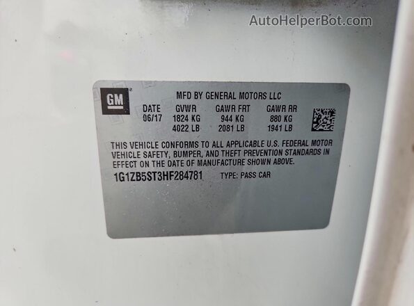 1G1ZB5ST3HF284781 2017 CHEVROLET MALIBU Белый Вид подкапотного пространства