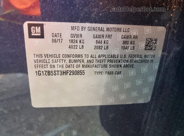 1G1ZB5ST3HF290855 2017 CHEVROLET MALIBU Blue Vista de la etiqueta del VIN