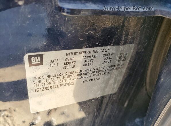 1G1ZB5ST4HF147803 2017 CHEVROLET MALIBU Синий Вид подкапотного пространства