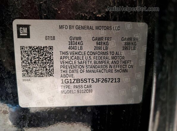1G1ZB5ST5JF267213 2018 CHEVROLET MALIBU Черный Вид наклейки с VIN-кодом