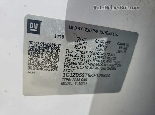 1G1ZB5ST5KF120844 2019 CHEVROLET MALIBU White Widok komory silnika