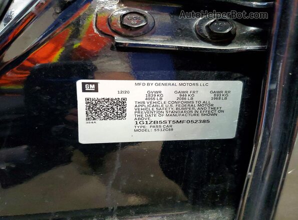 1G1ZB5ST5MF052385 2021 CHEVROLET MALIBU Black Vista del compartimento del motor