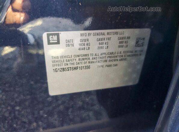 1G1ZB5ST6HF101356 2017 CHEVROLET MALIBU Синий Вид подкапотного пространства