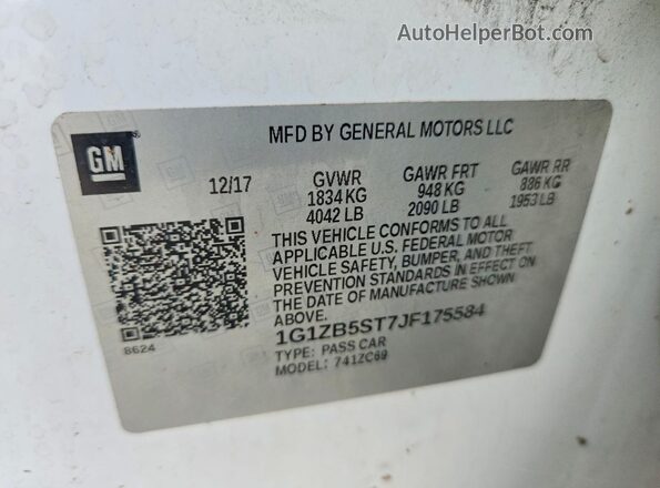 1G1ZB5ST7JF175584 2018 CHEVROLET MALIBU White Շարժիչի բաժամունքի տեսք