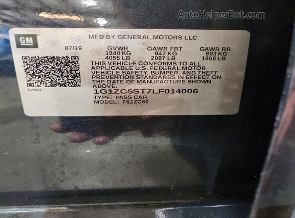 1G1ZC5ST7LF014006 2020 CHEVROLET MALIBU Charcoal Widok komory silnika