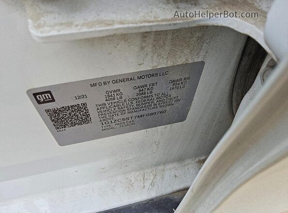 1G1ZC5ST7MF089760 2021 CHEVROLET MALIBU White Widok komory silnika