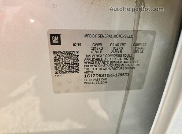 1G1ZD5ST0KF178533 2019 CHEVROLET MALIBU Silver Շարժիչի բաժամունքի տեսք