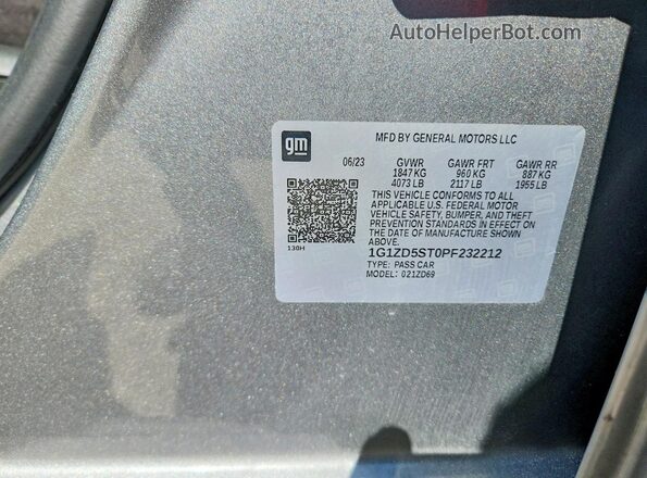 1G1ZD5ST0PF232212 2023 CHEVROLET MALIBU Silver Widok komory silnika