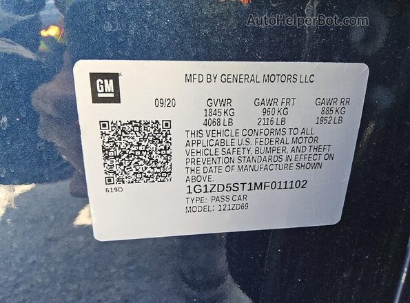 1G1ZD5ST1MF011102 2021 CHEVROLET MALIBU Синий Вид подкапотного пространства