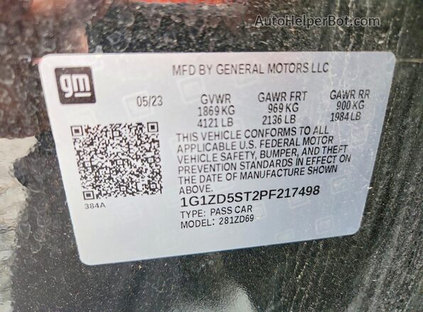 1G1ZD5ST2PF217498 2023 CHEVROLET MALIBU Black VIN კოდის სტიკერის ხედი