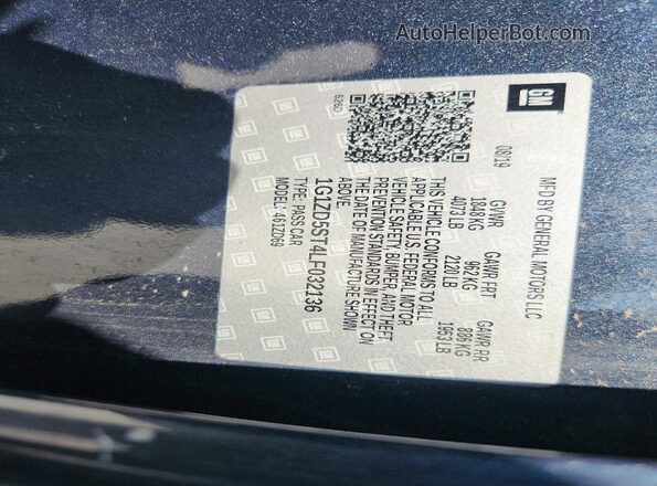1G1ZD5ST4LF032136 2020 CHEVROLET MALIBU Серый Вид наклейки с VIN-кодом
