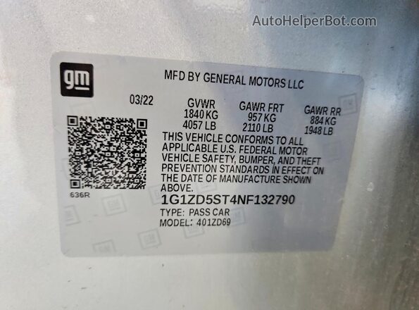 1G1ZD5ST4NF132790 2022 CHEVROLET MALIBU Серебряный Вид подкапотного пространства