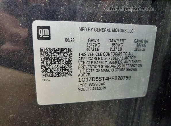 1G1ZD5ST4PF228759 2023 CHEVROLET MALIBU Black Շարժիչի բաժամունքի տեսք