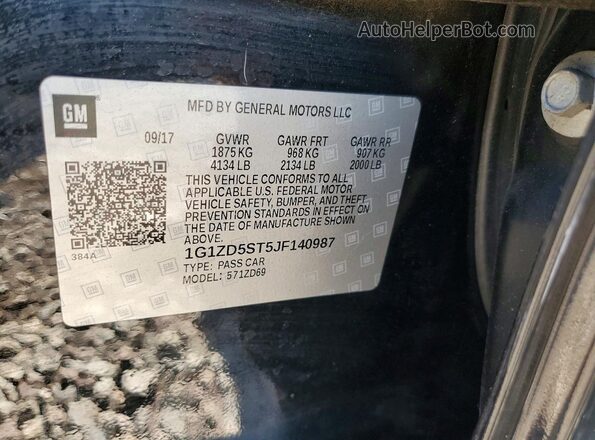 1G1ZD5ST5JF140987 2018 CHEVROLET MALIBU Black Engine compartment view