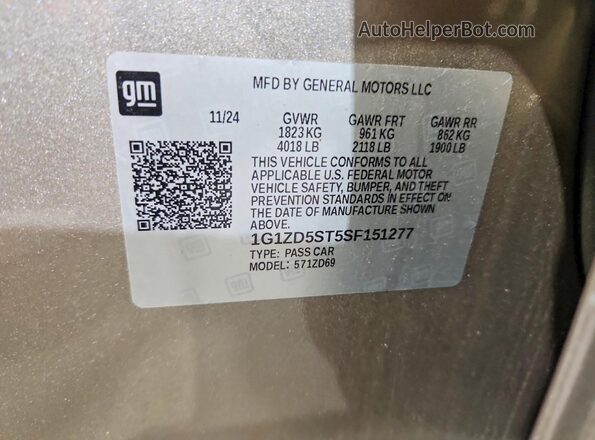 1G1ZD5ST5SF151277 2025 CHEVROLET MALIBU Tan Vista del compartimento del motor