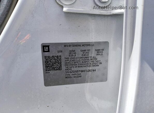 1G1ZD5ST6KF126744 2019 CHEVROLET MALIBU White Engine compartment view