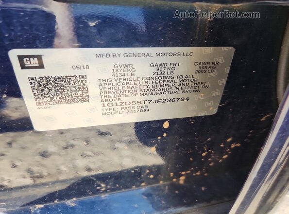 1G1ZD5ST7JF236734 2018 CHEVROLET MALIBU Blue Շարժիչի բաժամունքի տեսք