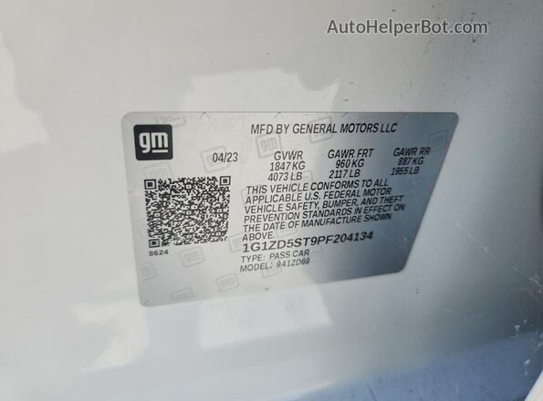 1G1ZD5ST9PF204134 2023 CHEVROLET MALIBU White VIN կոդի պիտակի տեսք