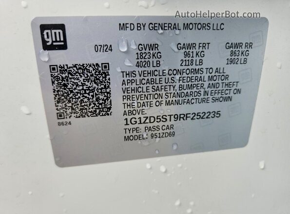 1G1ZD5ST9RF252235 2024 CHEVROLET MALIBU White Widok komory silnika