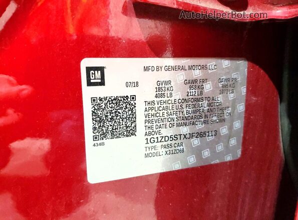 1G1ZD5STXJF265113 2018 CHEVROLET MALIBU Красный Вид подкапотного пространства