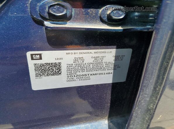 1G1ZD5STXMF051484 2021 CHEVROLET MALIBU Blue Engine compartment view
