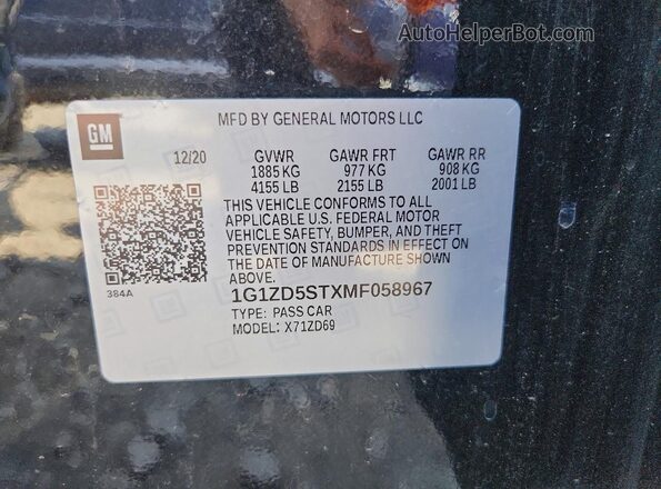 1G1ZD5STXMF058967 2021 CHEVROLET MALIBU Черный Вид подкапотного пространства