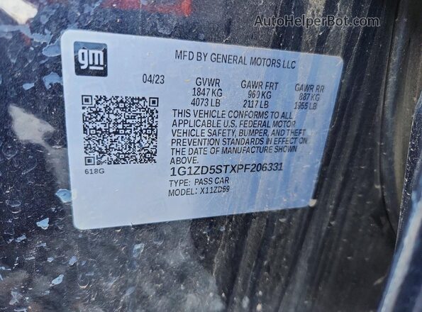 1G1ZD5STXPF206331 2023 CHEVROLET MALIBU Black Engine compartment view