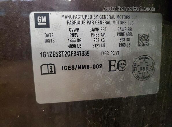 1G1ZE5ST2GF347939 2016 CHEVROLET MALIBU Brown Engine compartment view