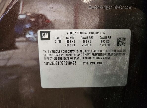 1G1ZE5ST6GF210423 2016 CHEVROLET MALIBU Maroon Vista del compartimento del motor