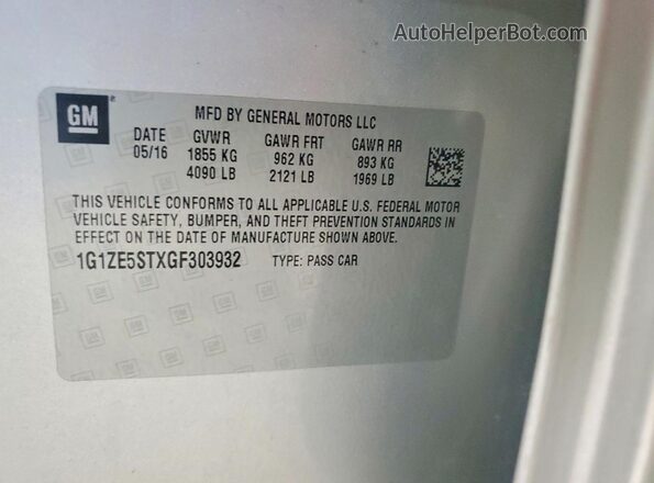 1G1ZE5STXGF303932 2016 CHEVROLET MALIBU Silver ძრავის განყოფილების ხედი