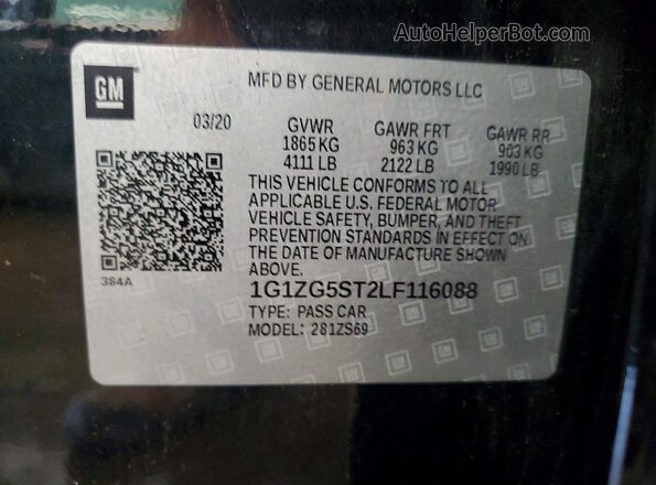 1G1ZG5ST2LF116088 2020 CHEVROLET MALIBU Black Vista del compartimento del motor