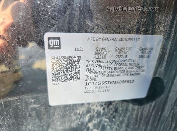 1G1ZG5ST6MF085610 2021 CHEVROLET MALIBU Черный Вид подкапотного пространства